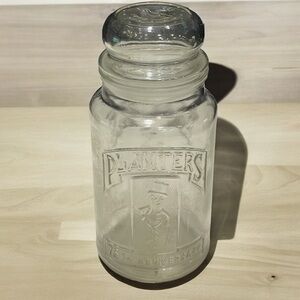 1981 Planters Collectible 75th Anniversary Jar Mr. Peanut Embossed Glass Jar